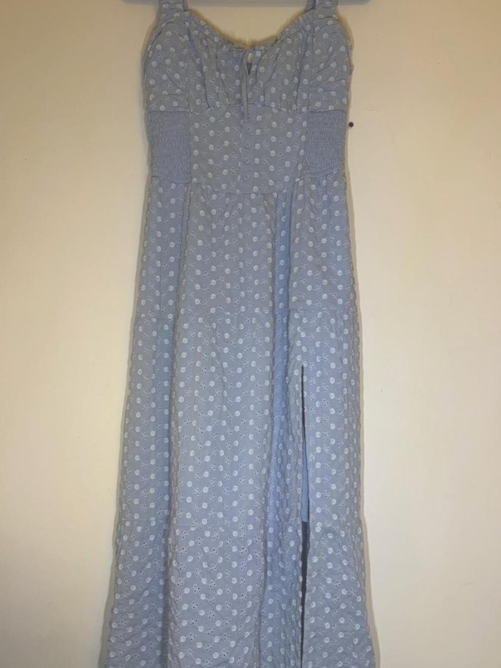 Hollister Dusty Blue Smocked Maxi Dress